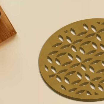 Intra απο ξύλο plywood  Χρώμα wenge 3mm-4mm πάχος - Γεωμετρικό κύπελλο σουβέρ Μονόστρωμα πρότυπο Δίασταση 4x4 cm INTRAFABR-55350064 - Image 2