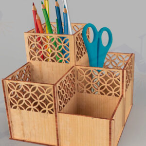 Intra απο ξύλο plywood  Χρώμα wenge 3mm-4mm πάχος - κοπής με λέιζερ Geometric Desk Organizer Δίασταση 20x20 cm INTRAFABR-106401408