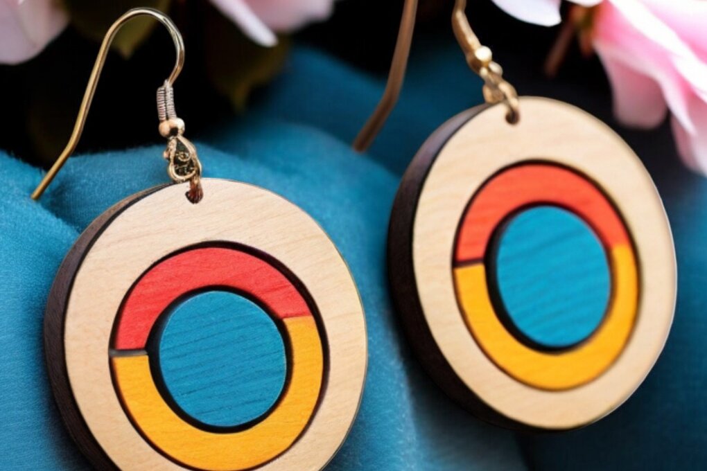 Intra απο ξύλο plywood  Χρώμα wenge 3mm-4mm πάχος - Σετ γεωμετρικό σκουλαρίκι 193 Δίασταση 3x3 cm INTRAFABR-117484335