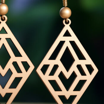 Intra απο ξύλο plywood  Χρώμα wenge 3mm-4mm πάχος - κοπής με λέιζερ γεωμετρικό σκουλαρίκι Δίασταση 3x3 cm INTRAFABR-67520257 - Image 1