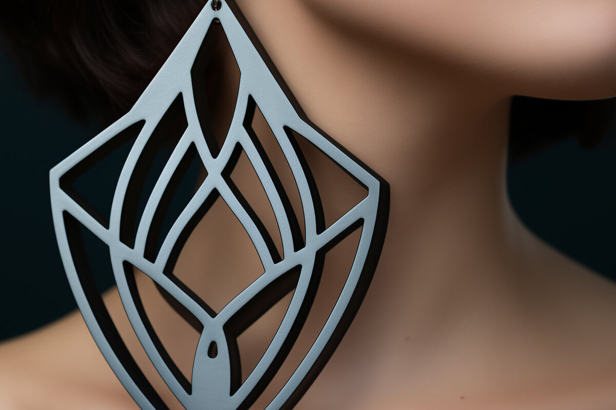 Intra απο ξύλο plywood  Χρώμα wenge 3mm-4mm πάχος - κοπής με λέιζερ γεωμετρικό σκουλαρίκι Δίασταση 3x3 cm INTRAFABR-72444884