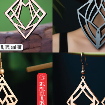 Intra απο ξύλο plywood  Χρώμα wenge 3mm-4mm πάχος - κοπής με λέιζερ γεωμετρικό σκουλαρίκι Δίασταση 3x3 cm INTRAFABR-72444905 - Image 1