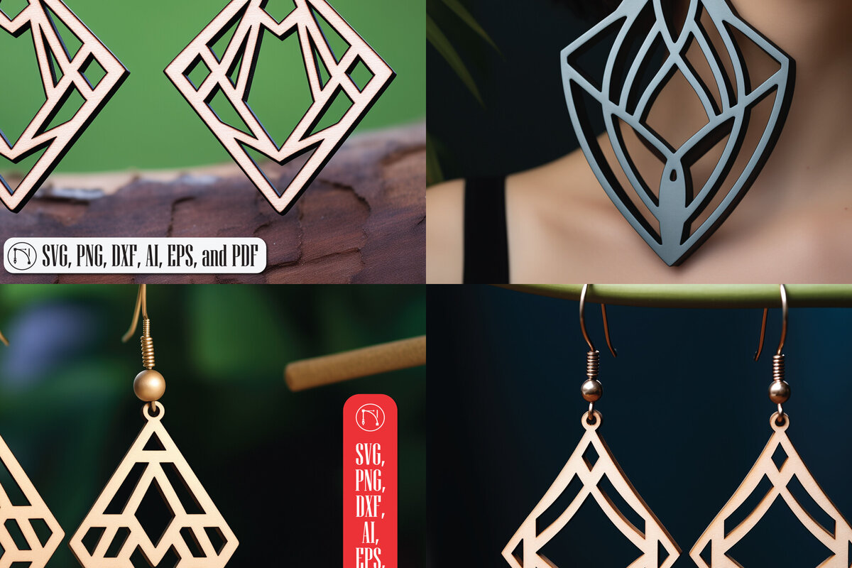 Intra απο ξύλο plywood  Χρώμα wenge 3mm-4mm πάχος - κοπής με λέιζερ γεωμετρικό σκουλαρίκι Δίασταση 3x3 cm INTRAFABR-72444905