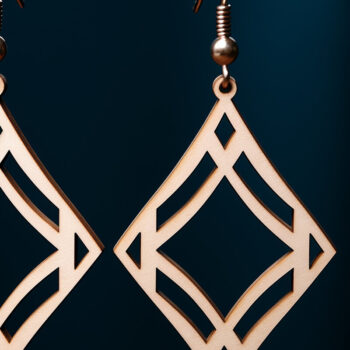 Intra απο ξύλο plywood  Χρώμα wenge 3mm-4mm πάχος - κοπής με λέιζερ γεωμετρικό σκουλαρίκι Δίασταση 3x3 cm INTRAFABR-72444905 - Image 3