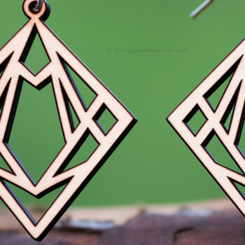 Intra απο ξύλο plywood  Χρώμα wenge 3mm-4mm πάχος - κοπής με λέιζερ γεωμετρικό σκουλαρίκι Δίασταση 3x3 cm INTRAFABR-72444916 - Image 1