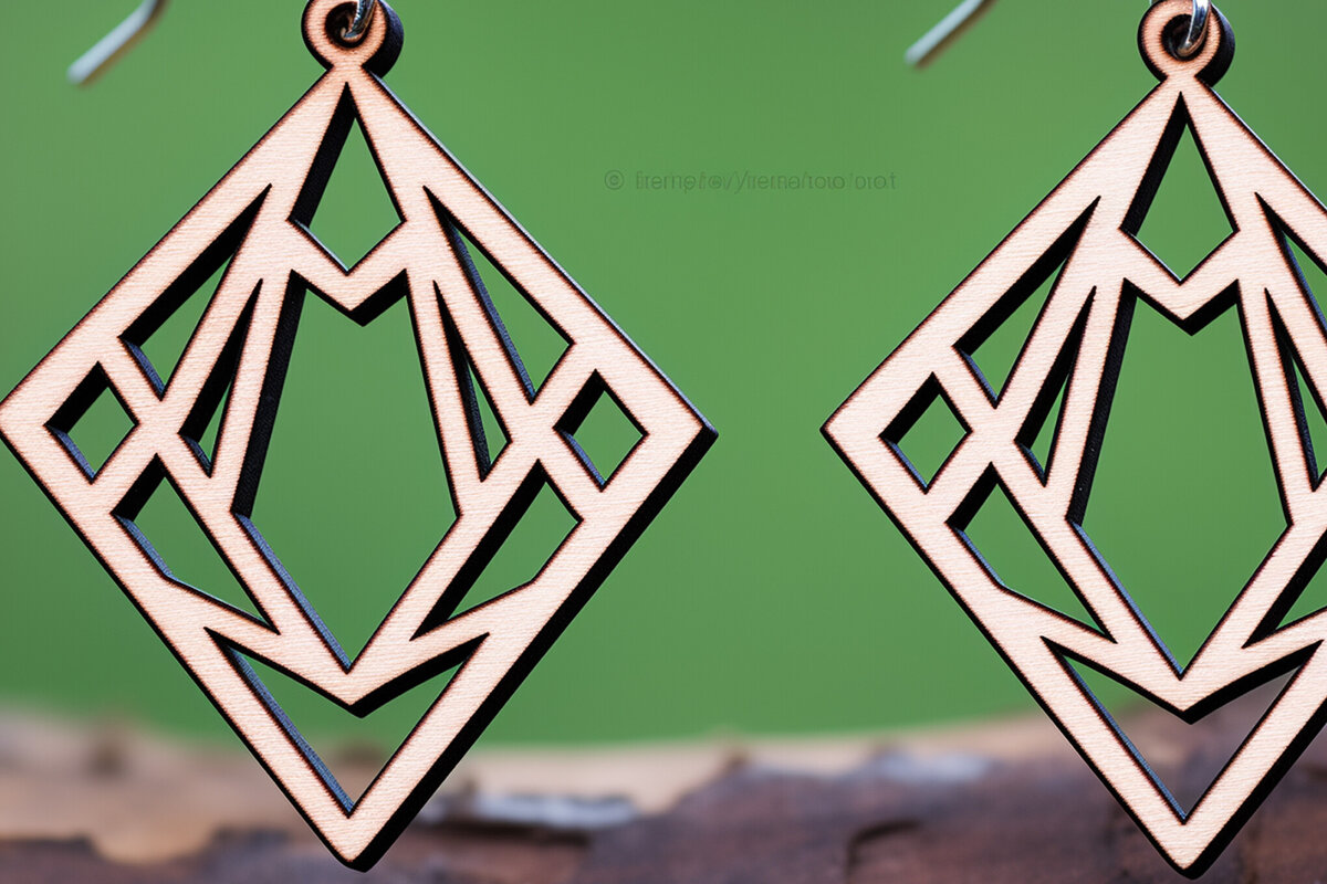 Intra απο ξύλο plywood  Χρώμα wenge 3mm-4mm πάχος - κοπής με λέιζερ γεωμετρικό σκουλαρίκι Δίασταση 3x3 cm INTRAFABR-72444916