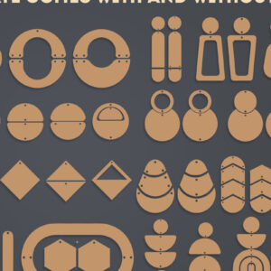 Intra απο ξύλο plywood  Χρώμα wenge 3mm-4mm πάχος - Laser Πακέτο γεωμετρικών σκουλαρίκια Δίασταση 3x3 cm INTRAFABR-72445014