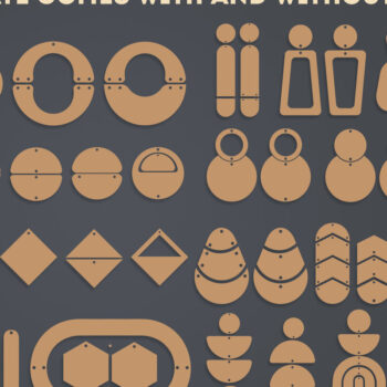 Intra απο ξύλο plywood Χρώμα wenge 3mm-4mm πάχος - Laser Πακέτο γεωμετρικών σκουλαρίκια Δίασταση 3x3 cm INTRAFABR-72445014 - Image 1