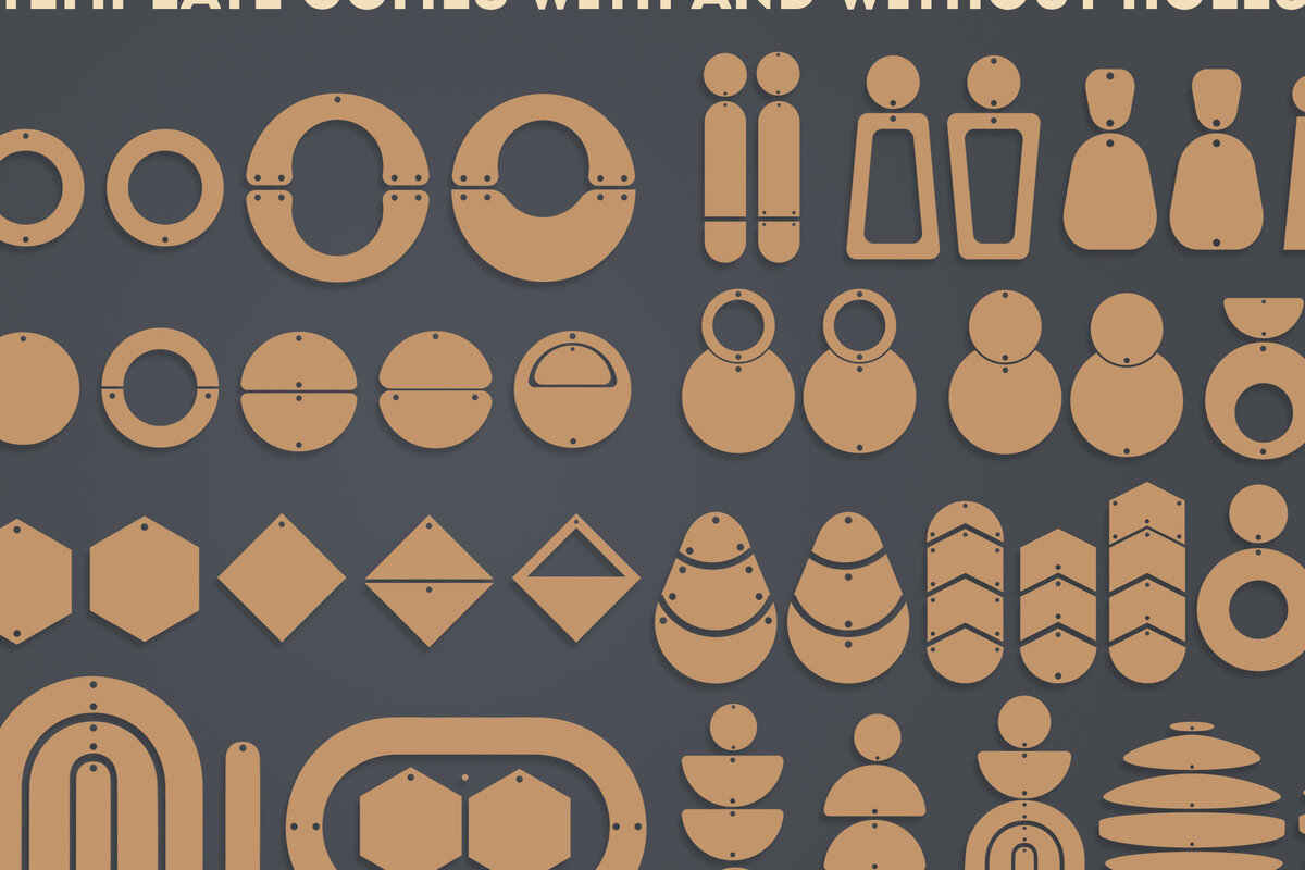 Intra απο ξύλο plywood  Χρώμα wenge 3mm-4mm πάχος - Laser Πακέτο γεωμετρικών σκουλαρίκια Δίασταση 3x3 cm INTRAFABR-72445014