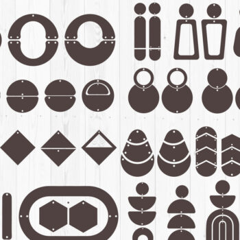 Intra απο ξύλο plywood Χρώμα wenge 3mm-4mm πάχος - Laser Πακέτο γεωμετρικών σκουλαρίκια Δίασταση 3x3 cm INTRAFABR-72445014 - Image 3