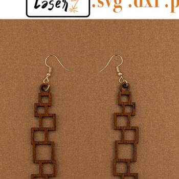 Intra απο ξύλο plywood  Χρώμα wenge 3mm-4mm πάχος - γεωμετρικών σκουλαρίκια για κόφτη λέιζερ Δίασταση 3x3 cm INTRAFABR-72445045 - Image 1