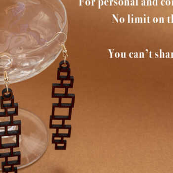 Intra απο ξύλο plywood  Χρώμα wenge 3mm-4mm πάχος - γεωμετρικών σκουλαρίκια για κόφτη λέιζερ Δίασταση 3x3 cm INTRAFABR-72445045 - Image 5