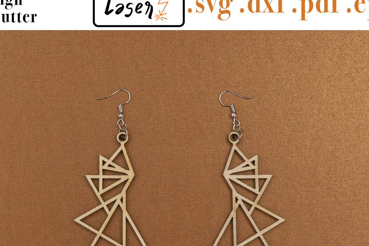 Intra απο ξύλο plywood  Χρώμα wenge 3mm-4mm πάχος - γεωμετρικών σκουλαρίκια για κόφτη λέιζερ Δίασταση 3x3 cm INTRAFABR-72445054