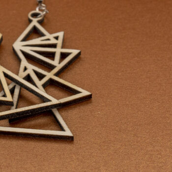 Intra απο ξύλο plywood  Χρώμα wenge 3mm-4mm πάχος - γεωμετρικών σκουλαρίκια για κόφτη λέιζερ Δίασταση 3x3 cm INTRAFABR-72445054 - Image 4