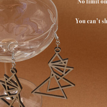 Intra απο ξύλο plywood  Χρώμα wenge 3mm-4mm πάχος - γεωμετρικών σκουλαρίκια για κόφτη λέιζερ Δίασταση 3x3 cm INTRAFABR-72445054 - Image 5