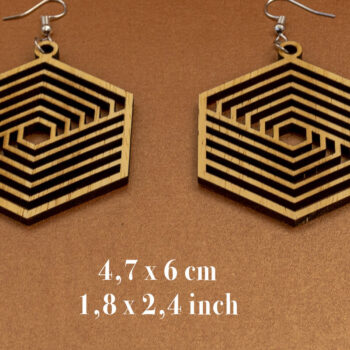 Intra απο ξύλο plywood  Χρώμα wenge 3mm-4mm πάχος - γεωμετρικών σκουλαρίκια για κόφτη λέιζερ Δίασταση 3x3 cm INTRAFABR-72445073 - Image 3