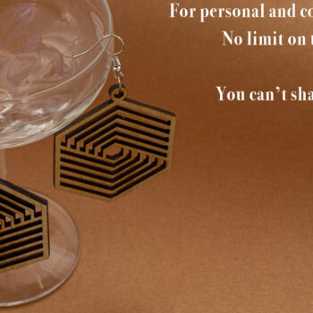 Intra απο ξύλο plywood  Χρώμα wenge 3mm-4mm πάχος - γεωμετρικών σκουλαρίκια για κόφτη λέιζερ Δίασταση 3x3 cm INTRAFABR-72445073 - Image 5