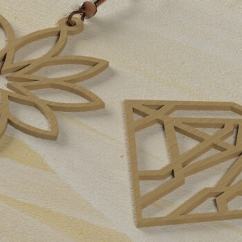 Intra απο ξύλο plywood  Χρώμα wenge 3mm-4mm πάχος - Γεωμετρικά σκουλαρίκια για μηχανές κοπής 468 Δίασταση 3x3 cm INTRAFABR-72445234 - Image 4