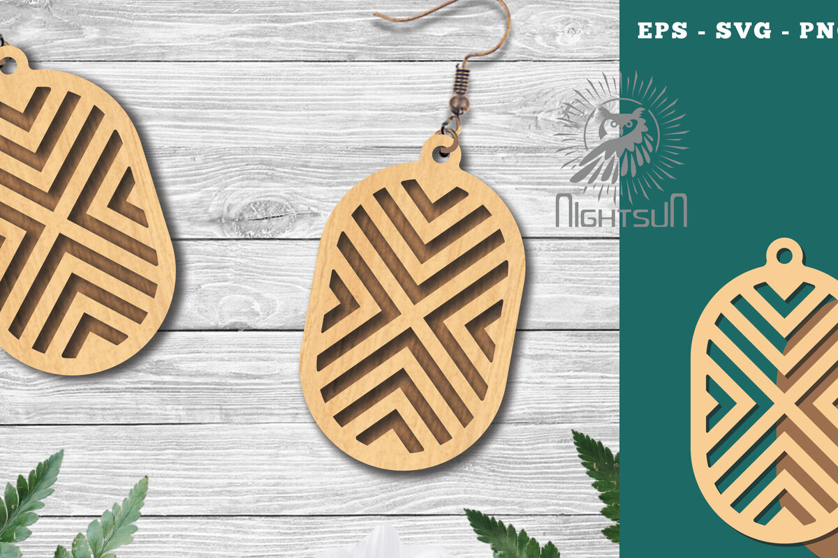 Intra απο ξύλο plywood  Χρώμα wenge 3mm-4mm πάχος - Γεωμετρικά σκουλαρίκια 14 Δίασταση 3x3 cm INTRAFABR-72445771