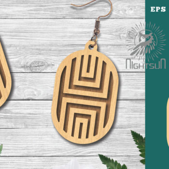 Intra απο ξύλο plywood  Χρώμα wenge 3mm-4mm πάχος - Γεωμετρικά σκουλαρίκια 15 Δίασταση 3x3 cm INTRAFABR-72445785 - Image 1