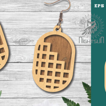 Intra απο ξύλο plywood  Χρώμα wenge 3mm-4mm πάχος - Γεωμετρικά σκουλαρίκια 19 Δίασταση 3x3 cm INTRAFABR-72445977 - Image 1