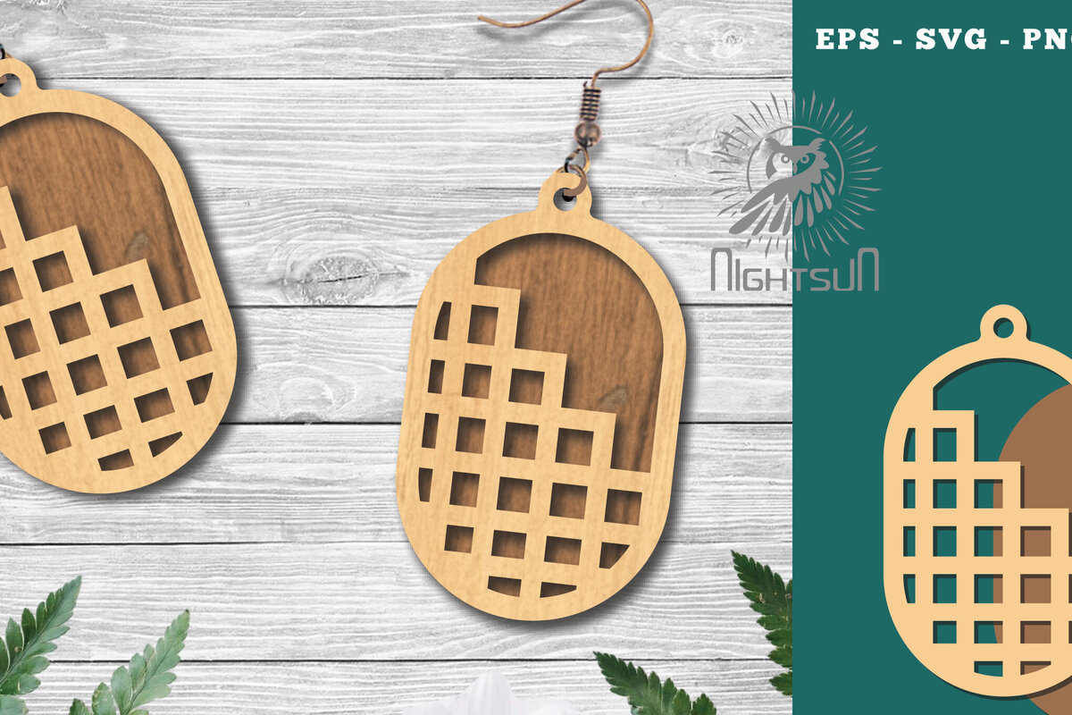 Intra απο ξύλο plywood  Χρώμα wenge 3mm-4mm πάχος - Γεωμετρικά σκουλαρίκια 19 Δίασταση 3x3 cm INTRAFABR-72445977