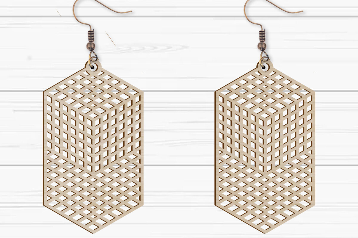 Intra απο ξύλο plywood  Χρώμα wenge 3mm-4mm πάχος - με λέιζερ γεωμετρικά σκουλαρίκια Δίασταση 3x3 cm INTRAFABR-90016414