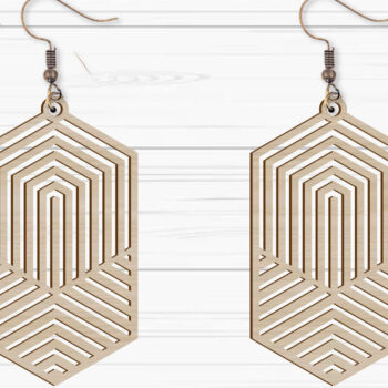 Intra απο ξύλο plywood  Χρώμα wenge 3mm-4mm πάχος - με λέιζερ γεωμετρικά σκουλαρίκια Δίασταση 3x3 cm INTRAFABR-123666100 - Image 1