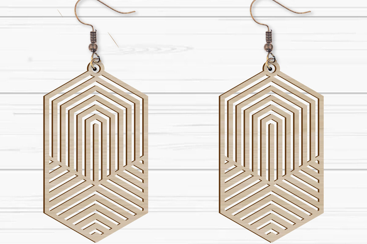 Intra απο ξύλο plywood  Χρώμα wenge 3mm-4mm πάχος - με λέιζερ γεωμετρικά σκουλαρίκια Δίασταση 3x3 cm INTRAFABR-123666100