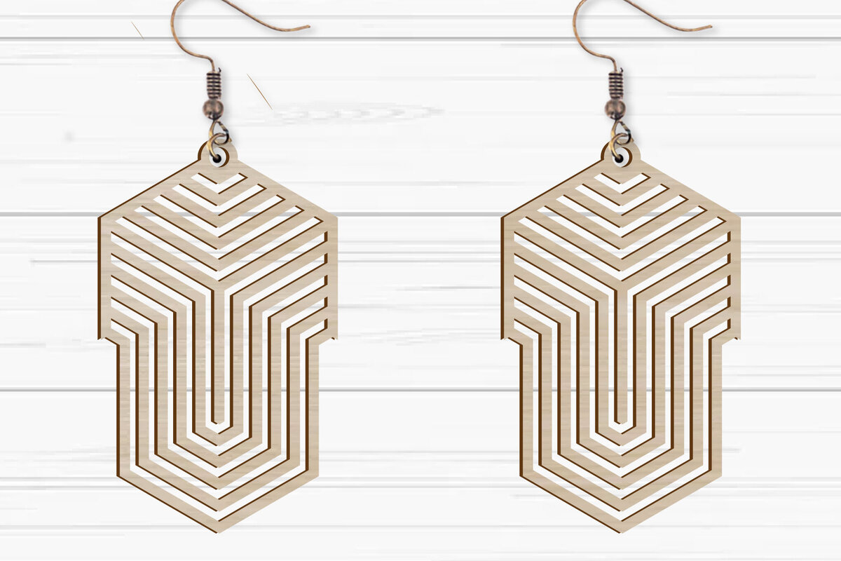 Intra απο ξύλο plywood  Χρώμα wenge 3mm-4mm πάχος - με λέιζερ γεωμετρικά σκουλαρίκια Δίασταση 3x3 cm INTRAFABR-123665971