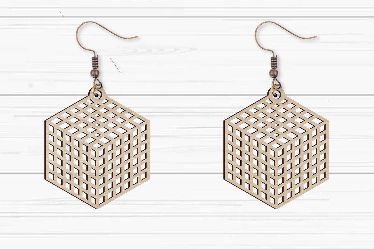 Intra απο ξύλο plywood  Χρώμα wenge 3mm-4mm πάχος - με λέιζερ γεωμετρικά σκουλαρίκια Δίασταση 3x3 cm INTRAFABR-117216198