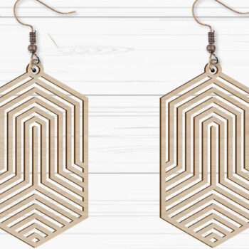 Intra απο ξύλο plywood  Χρώμα wenge 3mm-4mm πάχος - με λέιζερ γεωμετρικά σκουλαρίκια Δίασταση 3x3 cm INTRAFABR-65538476 - Image 1