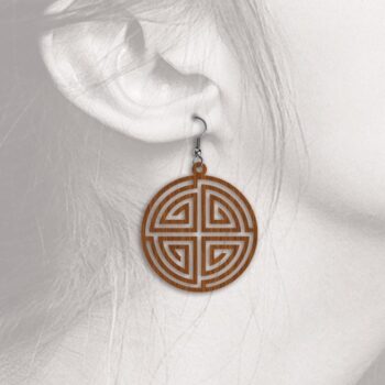 Intra απο ξύλο plywood  Χρώμα wenge 3mm-4mm πάχος - Γεωμετρικά Σκουλαρίκια - Αρχεία Δίασταση 3x3 cm INTRAFABR-92001698 - Image 2