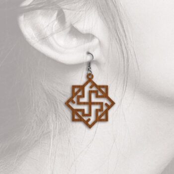 Intra απο ξύλο plywood  Χρώμα wenge 3mm-4mm πάχος - Γεωμετρικά Σκουλαρίκια - Αρχεία Δίασταση 3x3 cm INTRAFABR-92001698 - Image 5