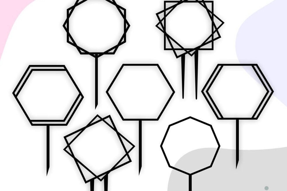 Intra απο ξύλο plywood  Χρώμα wenge 3mm-4mm πάχος - Πακέτο γεωμετρικών πλαισίων , Cake Topper Δίασταση 20x25 cm INTRAFABR-124731055