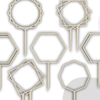 Intra απο ξύλο plywood  Χρώμα wenge 3mm-4mm πάχος - Πακέτο γεωμετρικών πλαισίων , Cake Topper Δίασταση 20x25 cm INTRAFABR-124731055 - Image 2