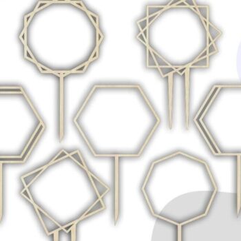 Intra απο ξύλο plywood  Χρώμα wenge 3mm-4mm πάχος - Πακέτο γεωμετρικών πλαισίων , Cake Topper Δίασταση 20x25 cm INTRAFABR-124731055 - Image 4