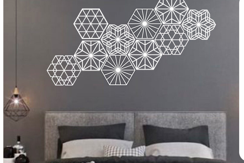 Intra απο ξύλο plywood  Χρώμα wenge 3mm-4mm πάχος - Geometric Hexagon Wall Art Σετ 5 τμχ Δίασταση 40x50 cm INTRAFABR-123671214