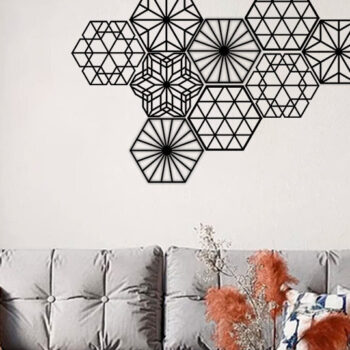 Intra απο ξύλο plywood  Χρώμα wenge 3mm-4mm πάχος - Geometric Hexagon Wall Art Σετ 5 τμχ Δίασταση 40x50 cm INTRAFABR-123671214 - Image 2