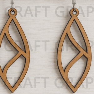 Intra απο ξύλο plywood  Χρώμα wenge 3mm-4mm πάχος - Σκουλαρίκια με σκελετό με γεωμετρικό φύλλο Δίασταση 3x3 cm INTRAFABR-123564070