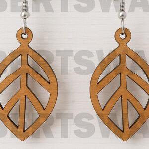 Intra απο ξύλο plywood  Χρώμα wenge 3mm-4mm πάχος - Σκουλαρίκια με σκελετό με γεωμετρικό φύλλο Δίασταση 3x3 cm INTRAFABR-97714948