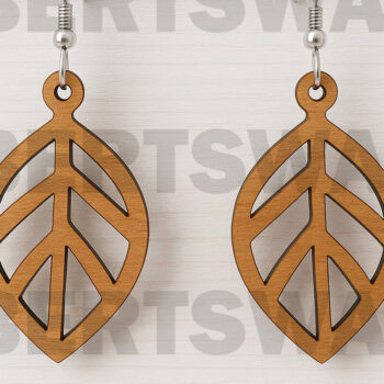 Intra απο ξύλο plywood Χρώμα wenge 3mm-4mm πάχος - Σκουλαρίκια με σκελετό με γεωμετρικό φύλλο Δίασταση 3x3 cm INTRAFABR-97714948 - Image 1