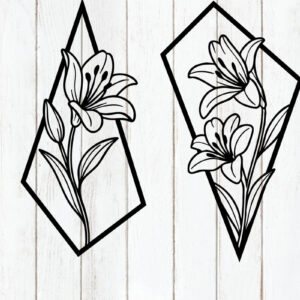 Intra απο ξύλο plywood  Χρώμα wenge 3mm-4mm πάχος - Σετ γεωμετρικό Lily Flower Δίασταση 6x6 cm INTRAFABR-124731389