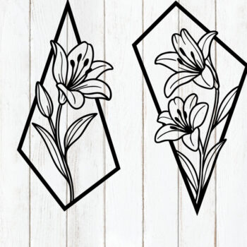 Intra απο ξύλο plywood  Χρώμα wenge 3mm-4mm πάχος - Σετ γεωμετρικό Lily Flower Δίασταση 6x6 cm INTRAFABR-124731389 - Image 1