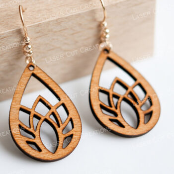 Intra απο ξύλο plywood  Χρώμα wenge 3mm-4mm πάχος - Γεωμετρικά Σκουλαρίκια Lotus Leaf Δίασταση 3x3 cm INTRAFABR-83950909 - Image 1