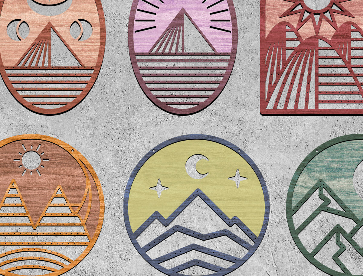 Intra απο ξύλο plywood  Χρώμα wenge 3mm-4mm πάχος - Γεωμετρική βάση για σκουλαρίκι στο βουνό Δίασταση 3x3 cm INTRAFABR-117734579