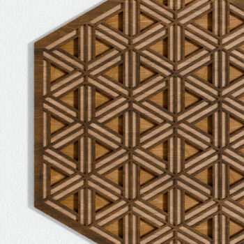 Intra απο ξύλο plywood  Χρώμα wenge 3mm-4mm πάχος - Γεωμετρικό πολυστρωματικό πάνελ κοπής λέιζερ Δίασταση 14x12 cm INTRAFABR-100391647 - Image 1