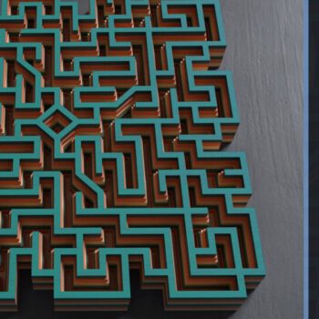 Intra απο ξύλο plywood  Χρώμα wenge 3mm-4mm πάχος - Γεωμετρικό μοτίβο 3D Layered Δίασταση 12x12 cm INTRAFABR-100391678 - Image 2