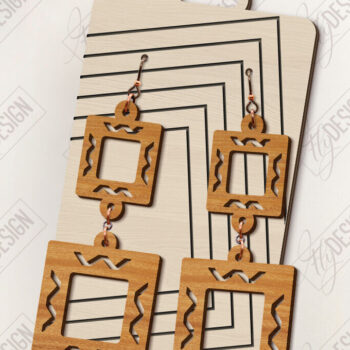 Intra απο ξύλο plywood  Χρώμα wenge 3mm-4mm πάχος - Γεωμετρικά κρεμαστά σκουλαρίκια με λέιζερ Δίασταση 3x3 cm INTRAFABR-109150292 - Image 1