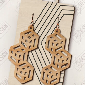 Intra απο ξύλο plywood  Χρώμα wenge 3mm-4mm πάχος - Γεωμετρικά κρεμαστά σκουλαρίκια με λέιζερ Δίασταση 3x3 cm INTRAFABR-109150631 - Image 1